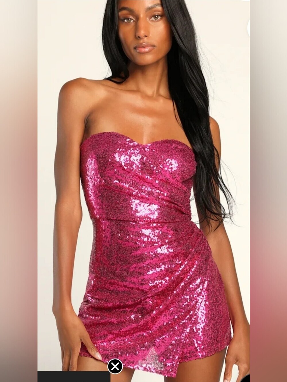 nwt lulus Dancefloor Diva Magenta Sequin Strapless Skort Romper